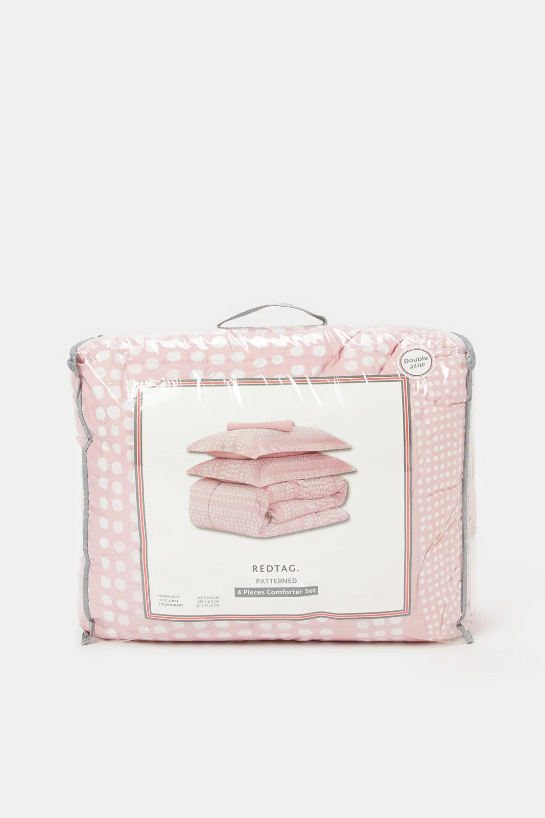 Pink Polka Dot Printed 4 Piece Comforter Set (Double Size)