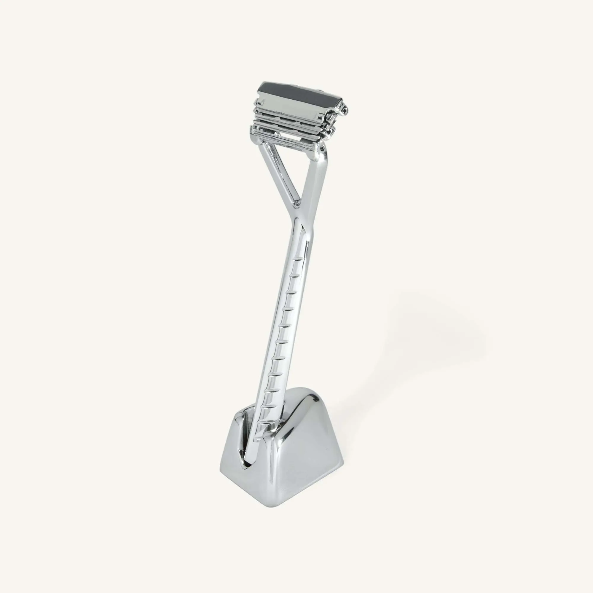 Pivoting Head Stainless Steel Razor Stand - Leaf, All-Metal Construction, Multiple Colors