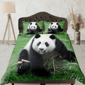 Playful panda duvet cover set for kids, bedding set full, king, queen, dorm bedding, toddler bedding, aesthetic bedspread, panda lovers gift