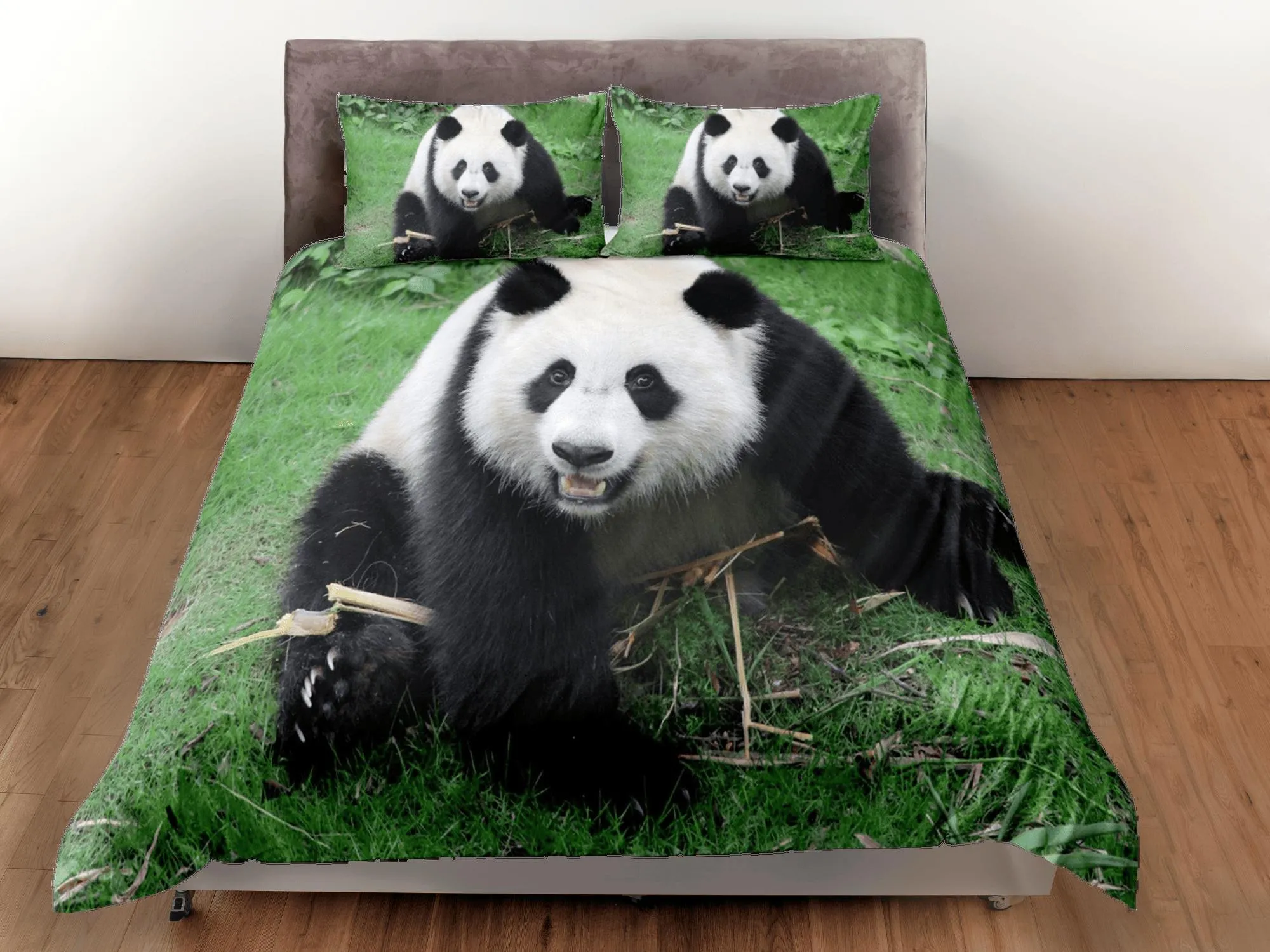 Playful panda duvet cover set for kids, bedding set full, king, queen, dorm bedding, toddler bedding, aesthetic bedspread, panda lovers gift