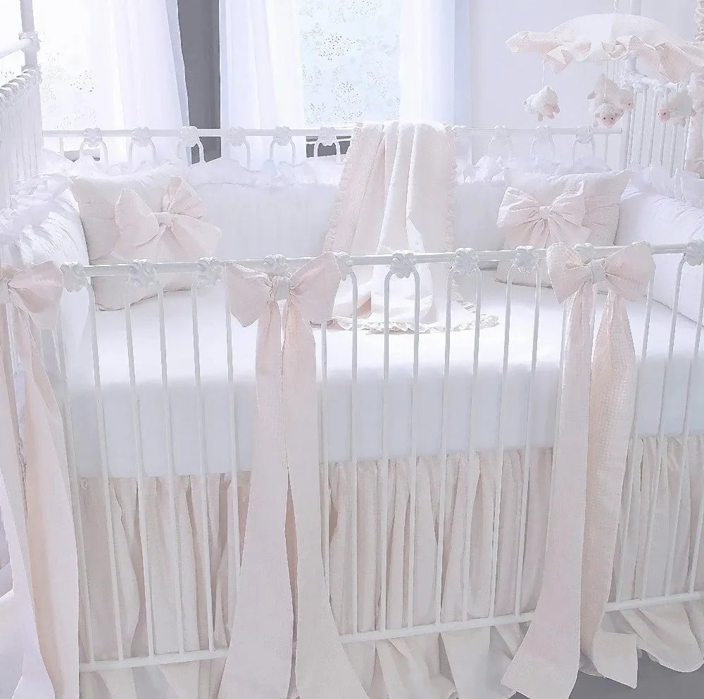 Powder Pink 5 Piece Gingham Crib Bedding Set