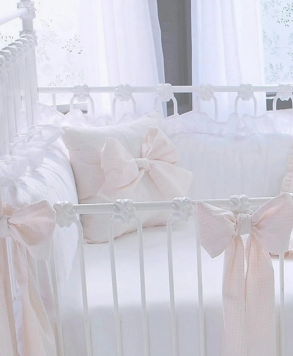 Powder Pink 5 Piece Gingham Crib Bedding Set