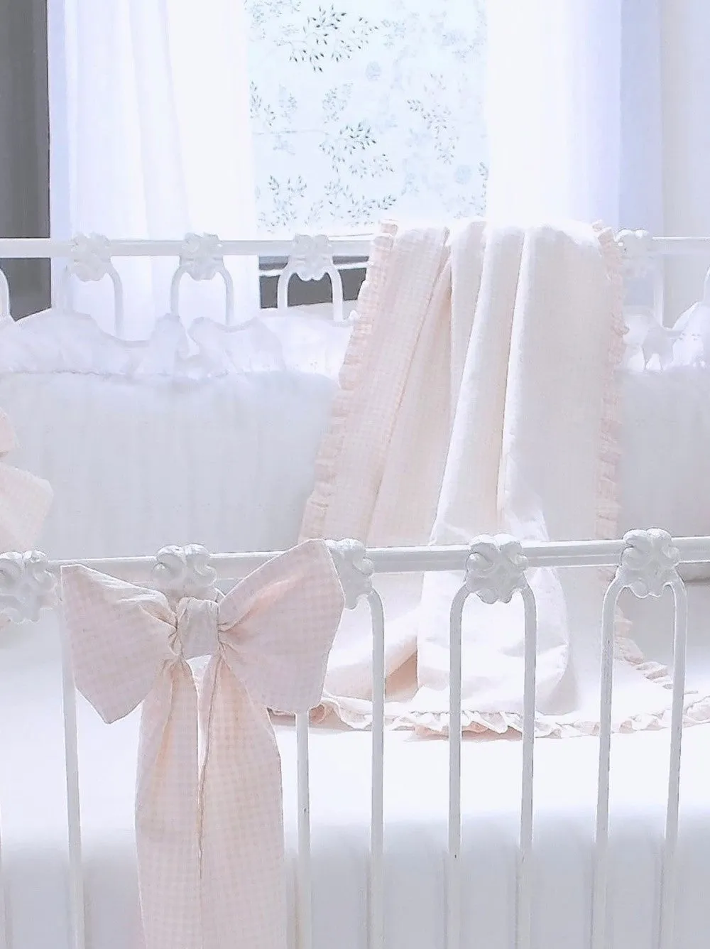 Powder Pink 5 Piece Gingham Crib Bedding Set