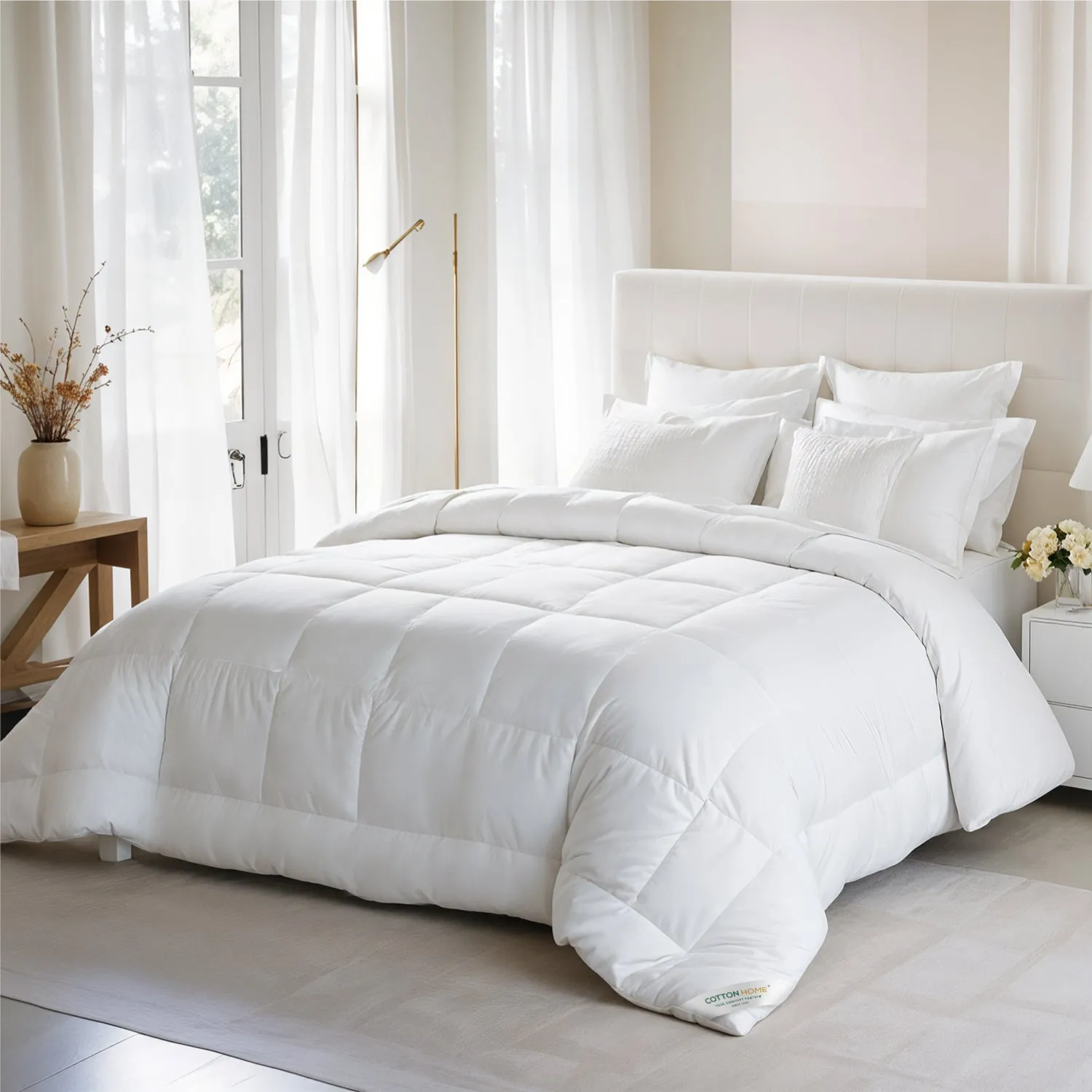 Premium All Season High Quality Super Soft White 4 piece set Single Comforter 135x220