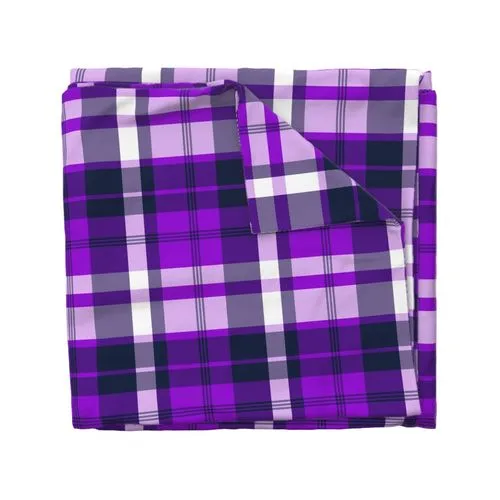 Preppy Surfer Navy Blue and Purple Plaid Duvet Cover