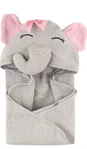 Pretty Elephant Cotton Towel with Mitt - White