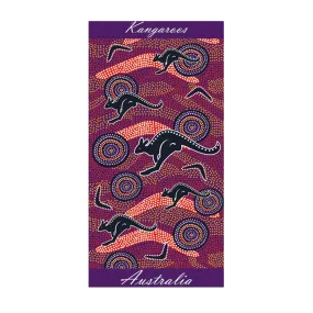 Purple Aboriginal Art Beach Towel