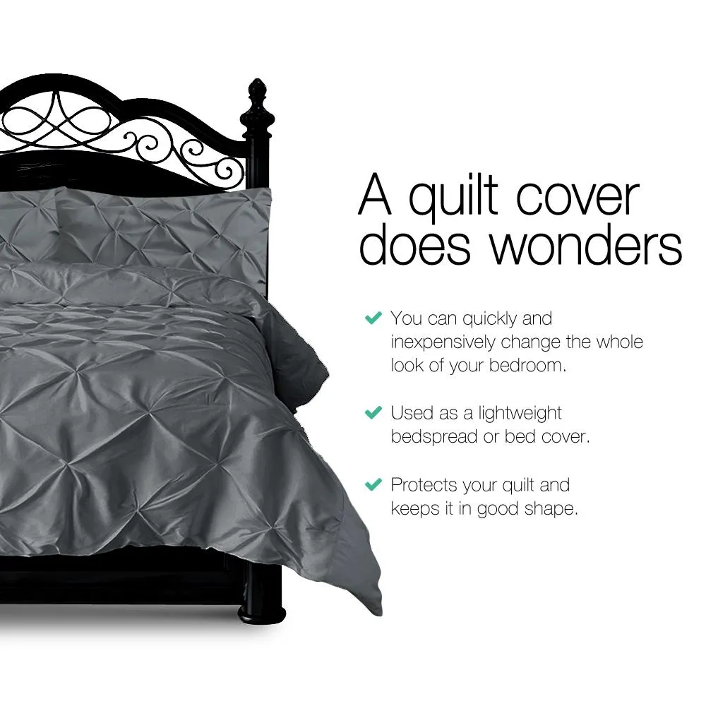 Queen Size Quilt Cover Set - Charcoal