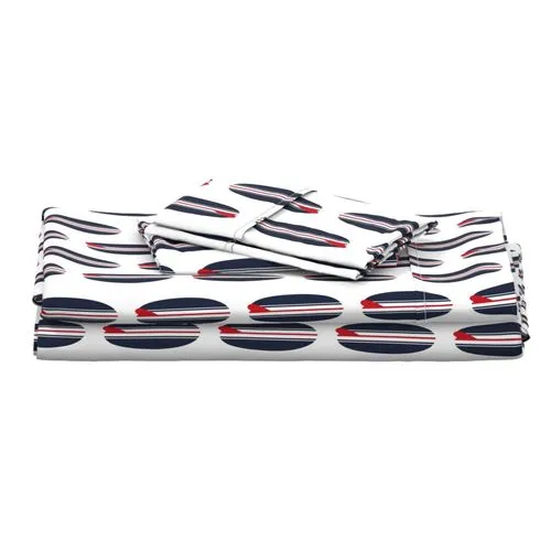 Red, White and Blue Classic USA Surfboards Sheet Set from Surfer Bedding™️ Medium Scale