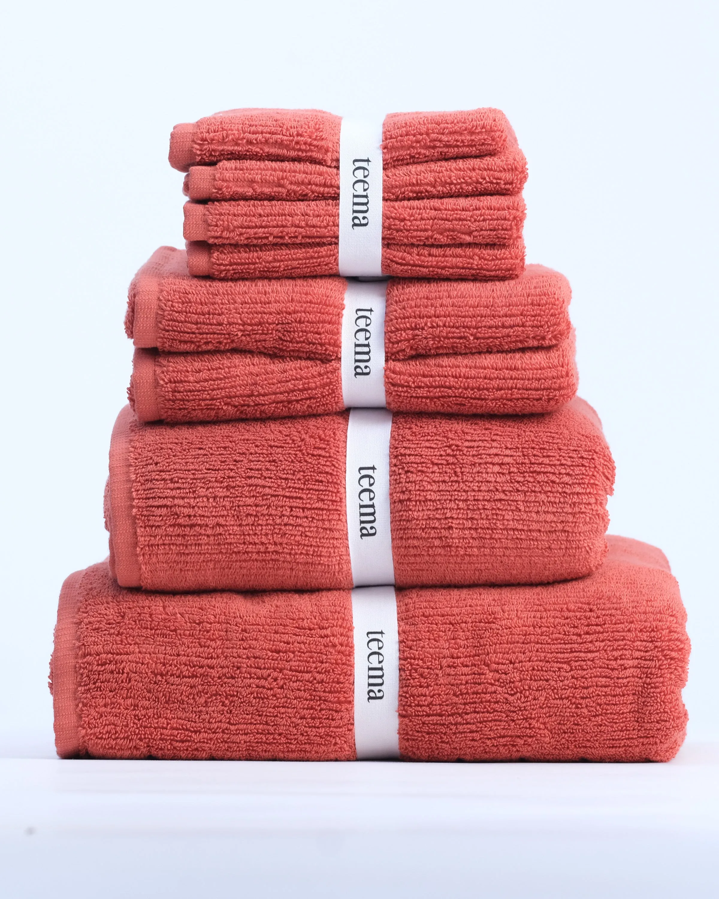 Ribbed Bath Towels in Terracotta