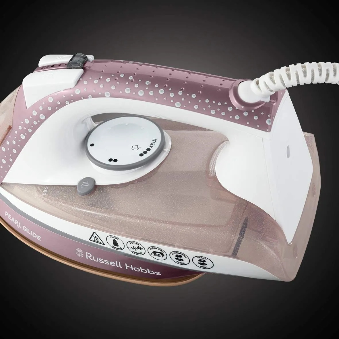 Russell Hobbs Pearl Glide Steam Iron with Pearl Infused Ceramic Soleplate, 315 ml Water Tank