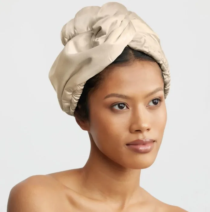 Satin Wrapped Hair Towel - Champagne