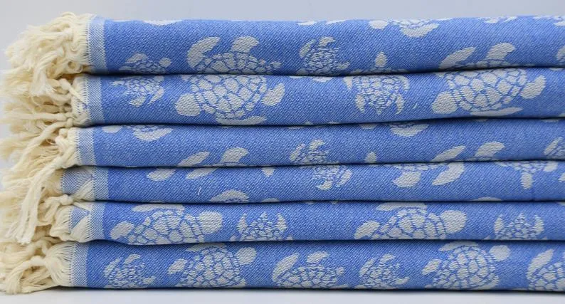 Sea Turtle Blue 100% Cotton Towel