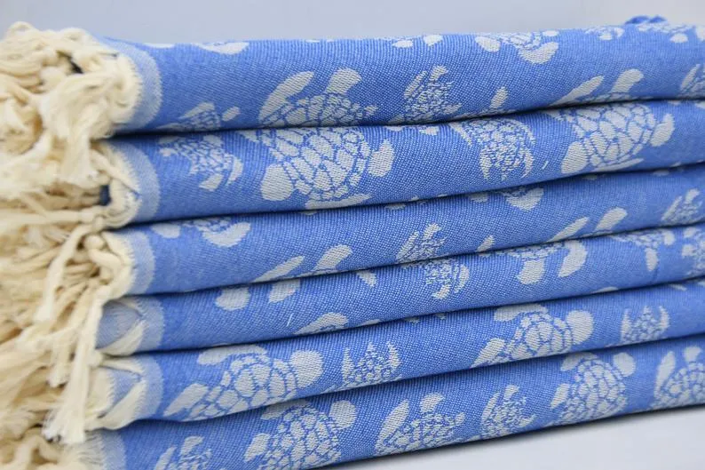 Sea Turtle Blue 100% Cotton Towel