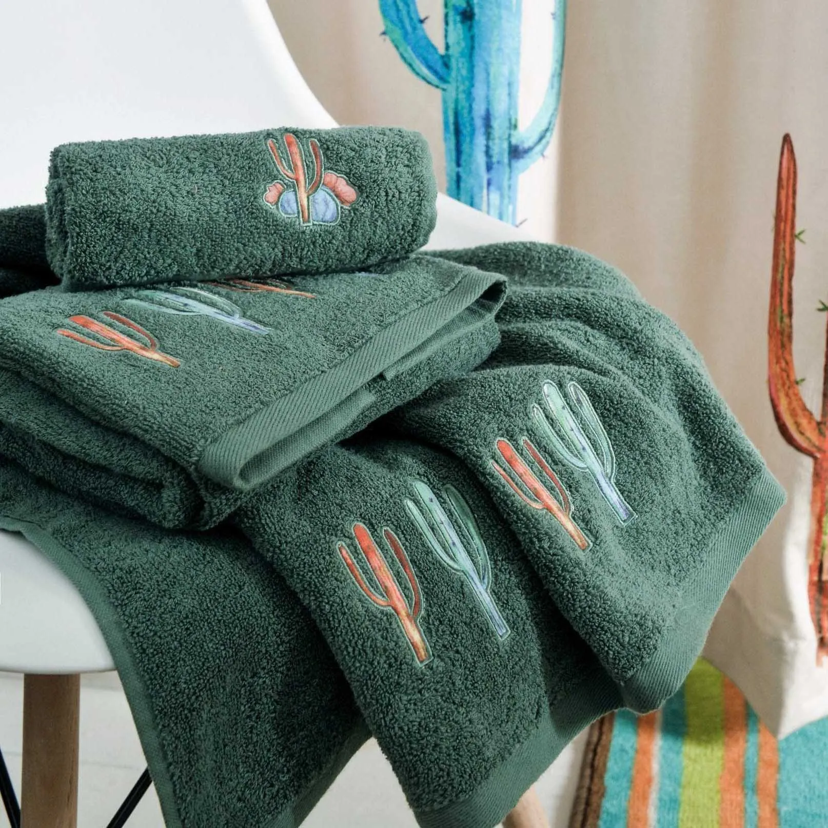 Serape Cactus 3 Piece Towel Set, Turquoise