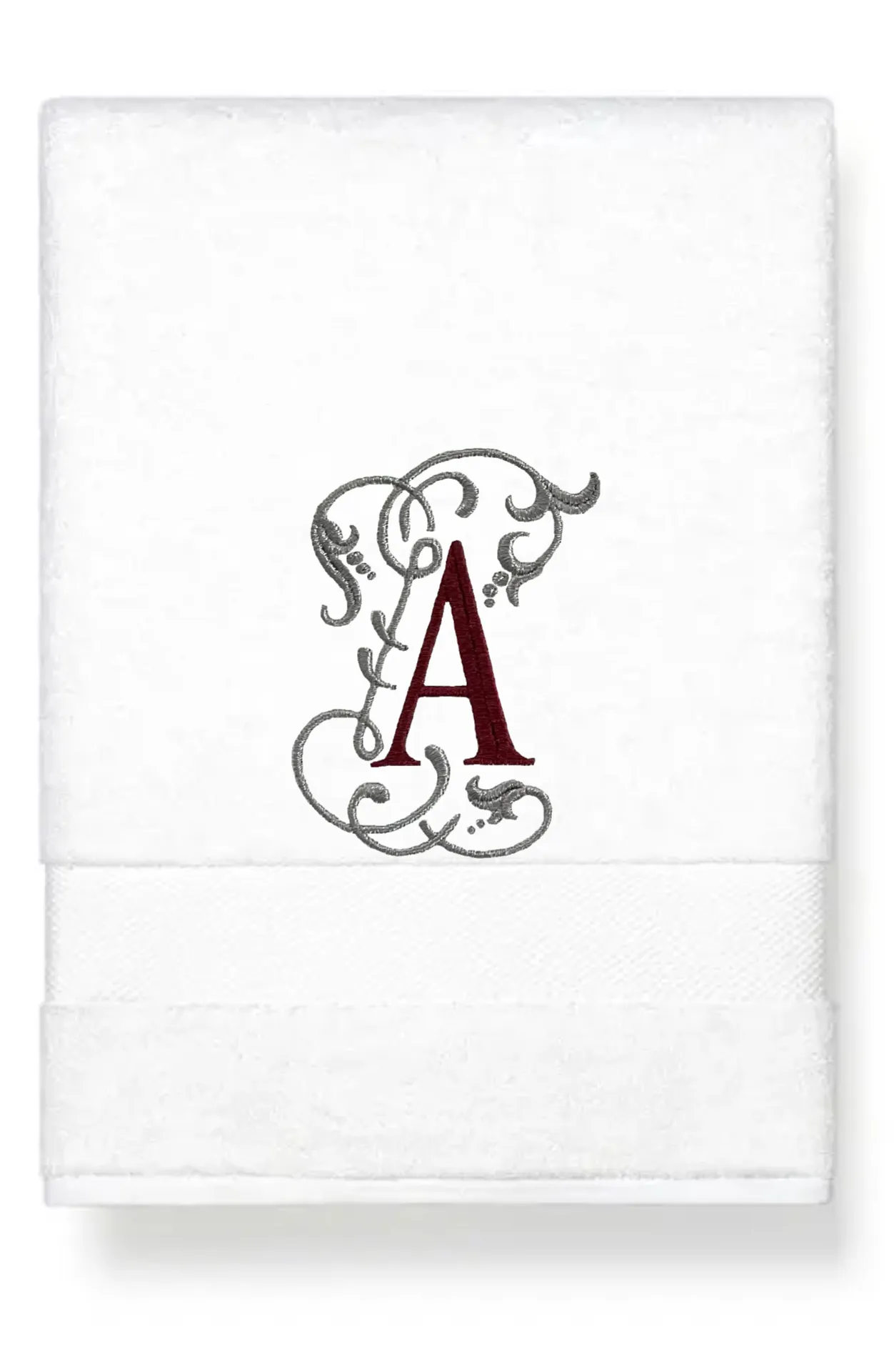 Set of Monogrammed Guest Bath Hand and Bath Towel Set Beautiful Monogram Letter With Scrolling