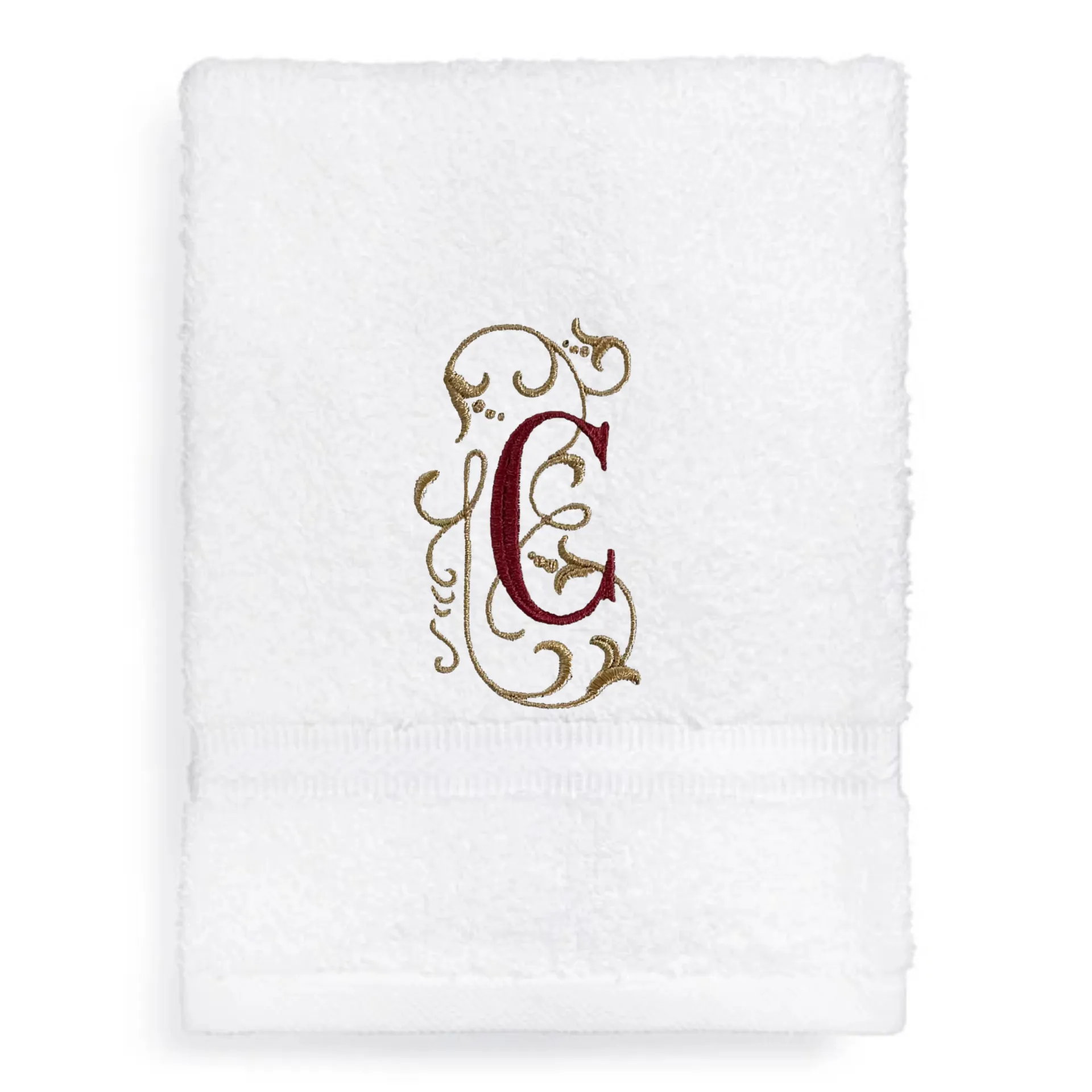 Set of Monogrammed Guest Bath Hand and Bath Towel Set Beautiful Monogram Letter With Scrolling