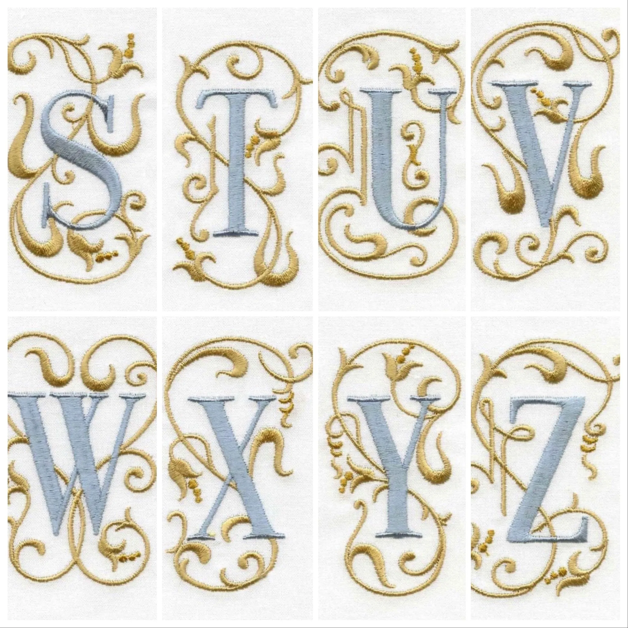 Set of Monogrammed Guest Bath Hand and Bath Towel Set Beautiful Monogram Letter With Scrolling