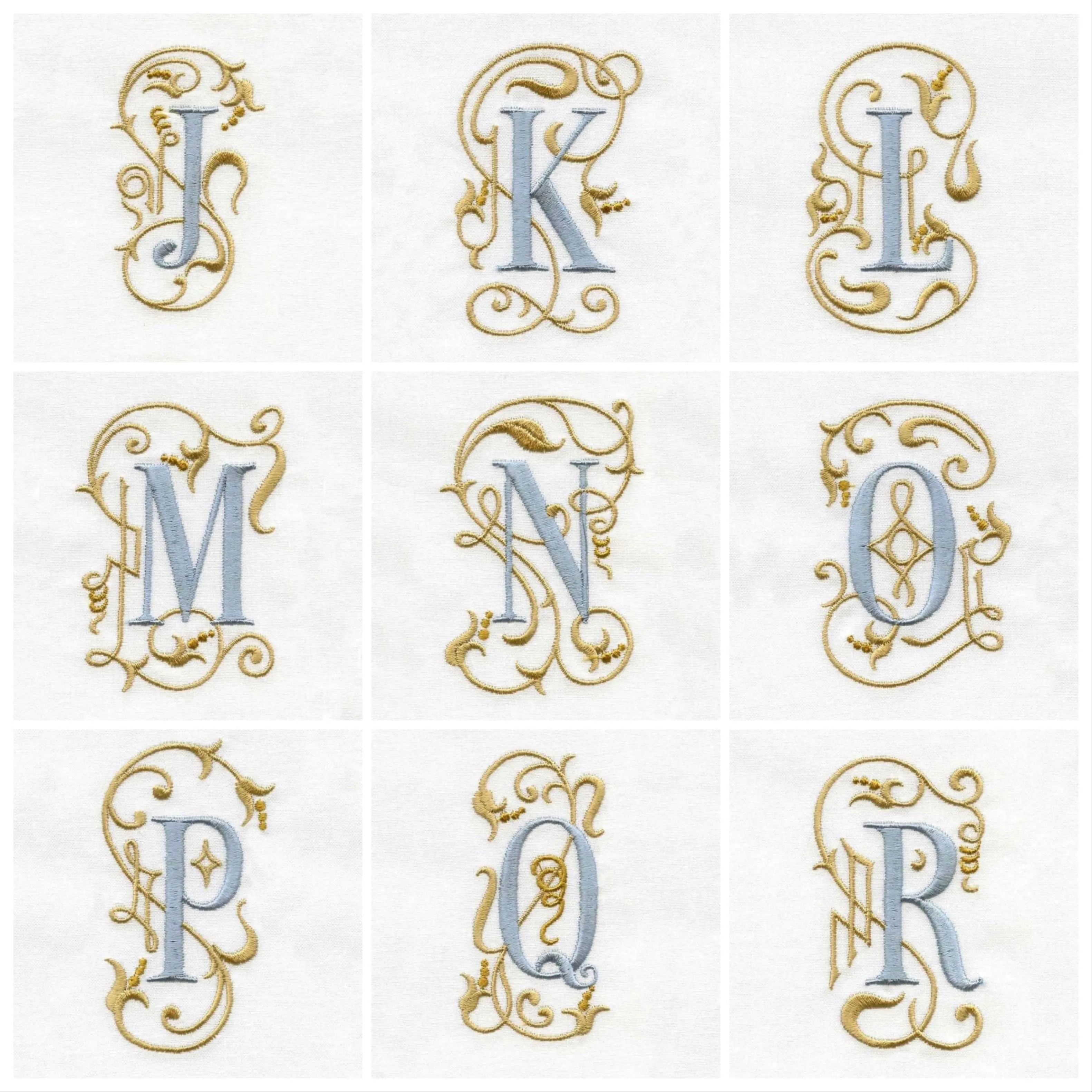 Set of Monogrammed Guest Bath Hand and Bath Towel Set Beautiful Monogram Letter With Scrolling