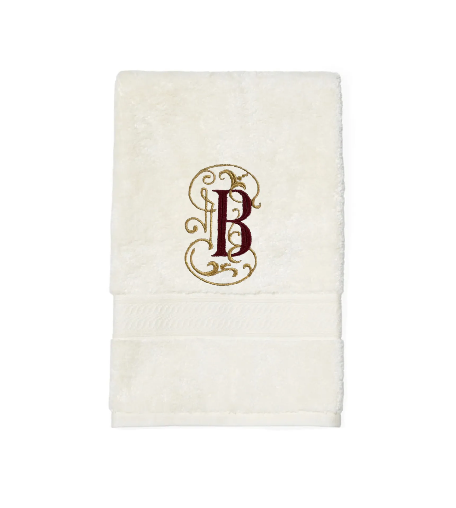 Set of Monogrammed Guest Bath Hand and Bath Towel Set Beautiful Monogram Letter With Scrolling