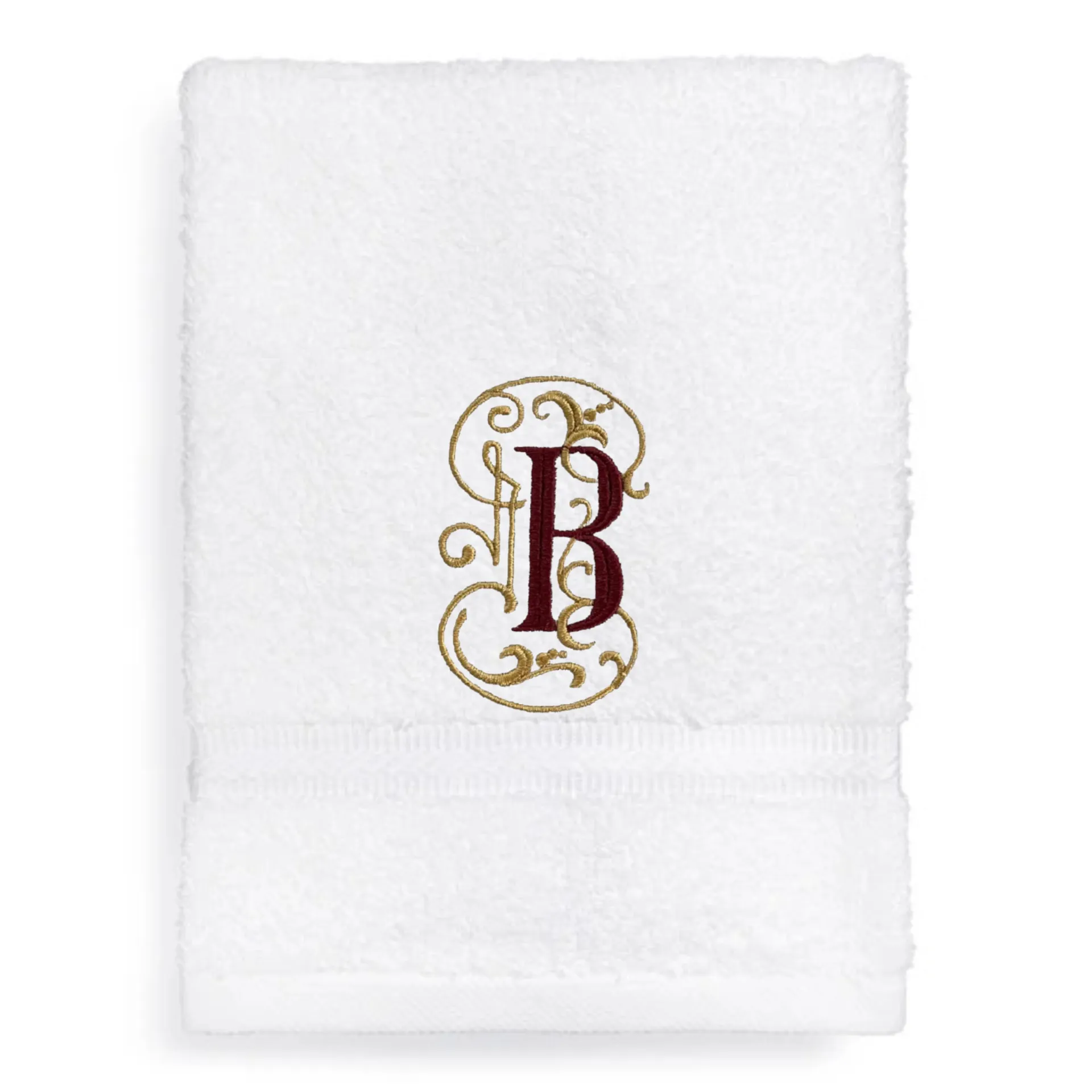 Set of Monogrammed Guest Bath Hand and Bath Towel Set Beautiful Monogram Letter With Scrolling