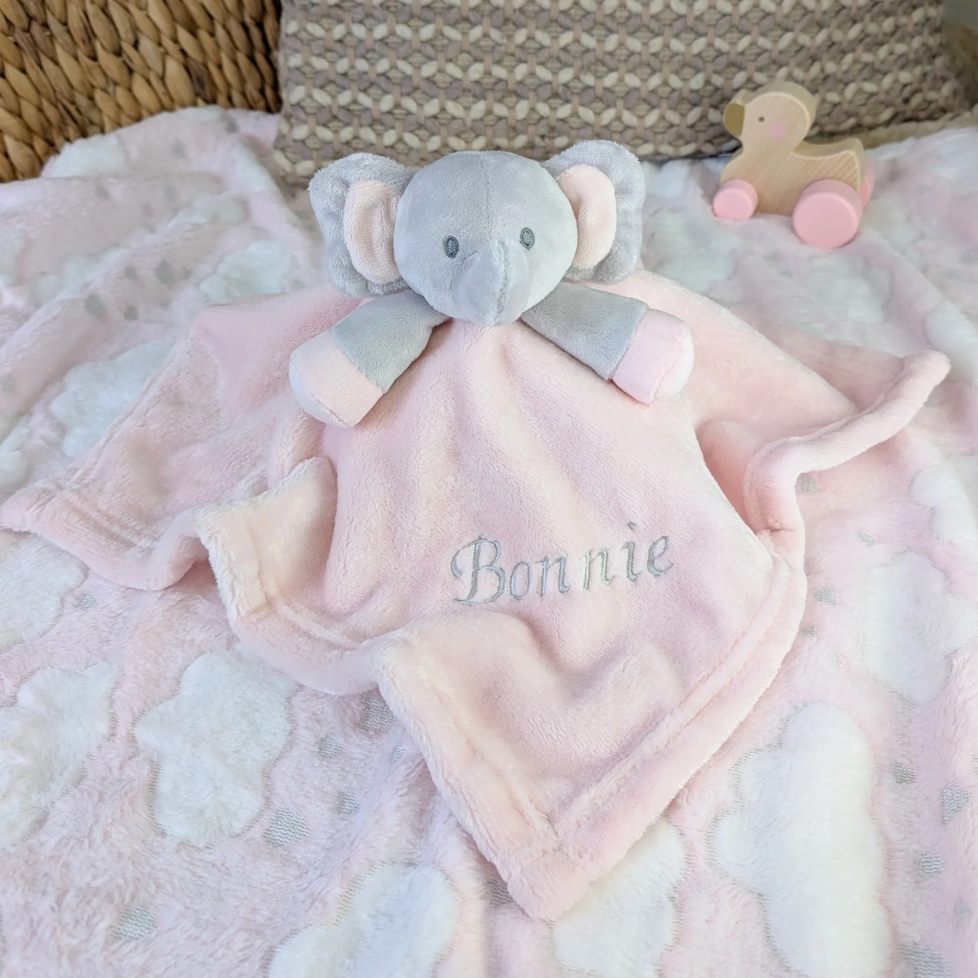 Soft Pink Elephant Comforter Blankie Personalisable