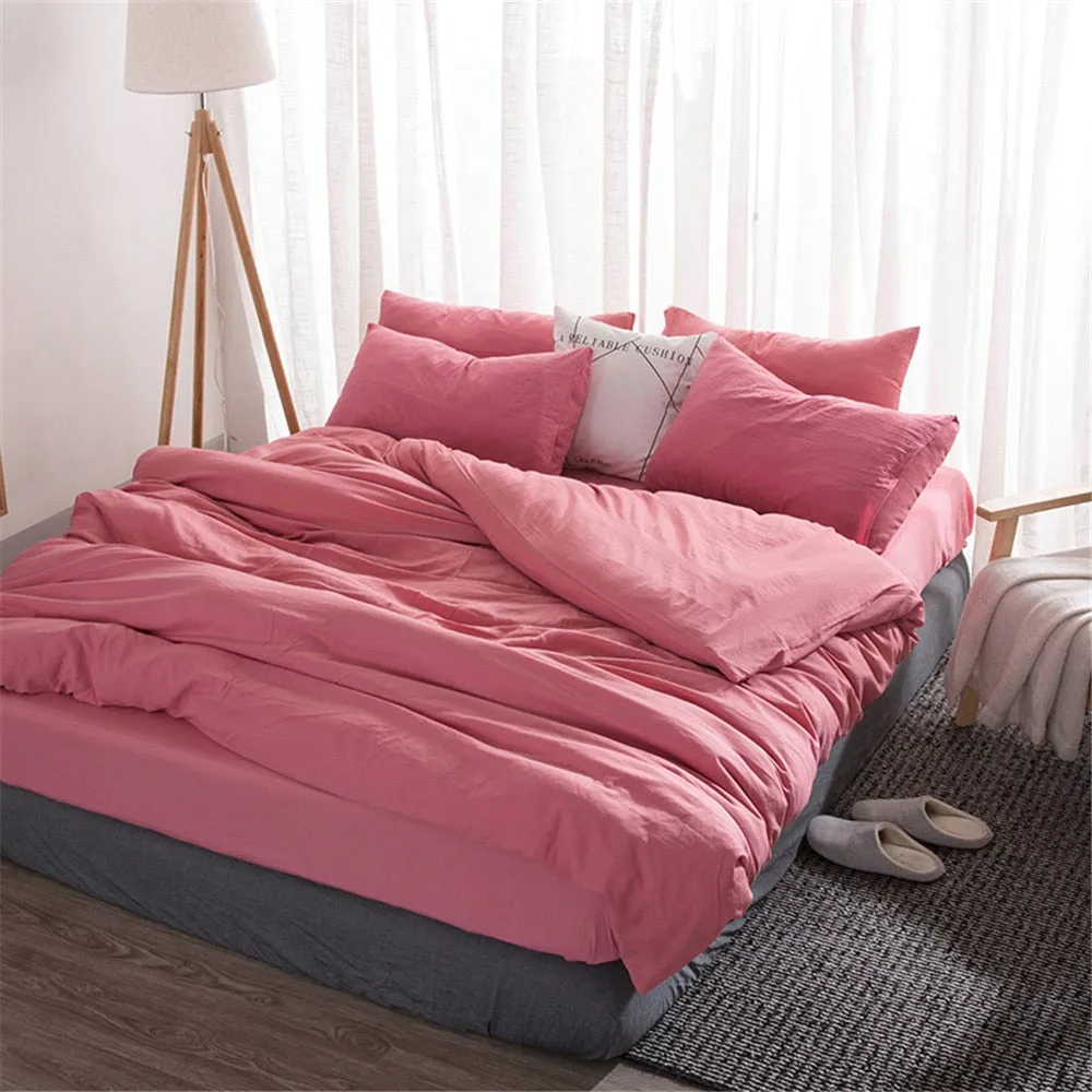 Soft Washed Cotton Bedding Set Solid Colors - Twin, Full, Queen, King