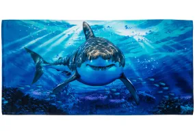 Super Soft Plush Cotton Beach Bath Pool Towel (Great White Shark