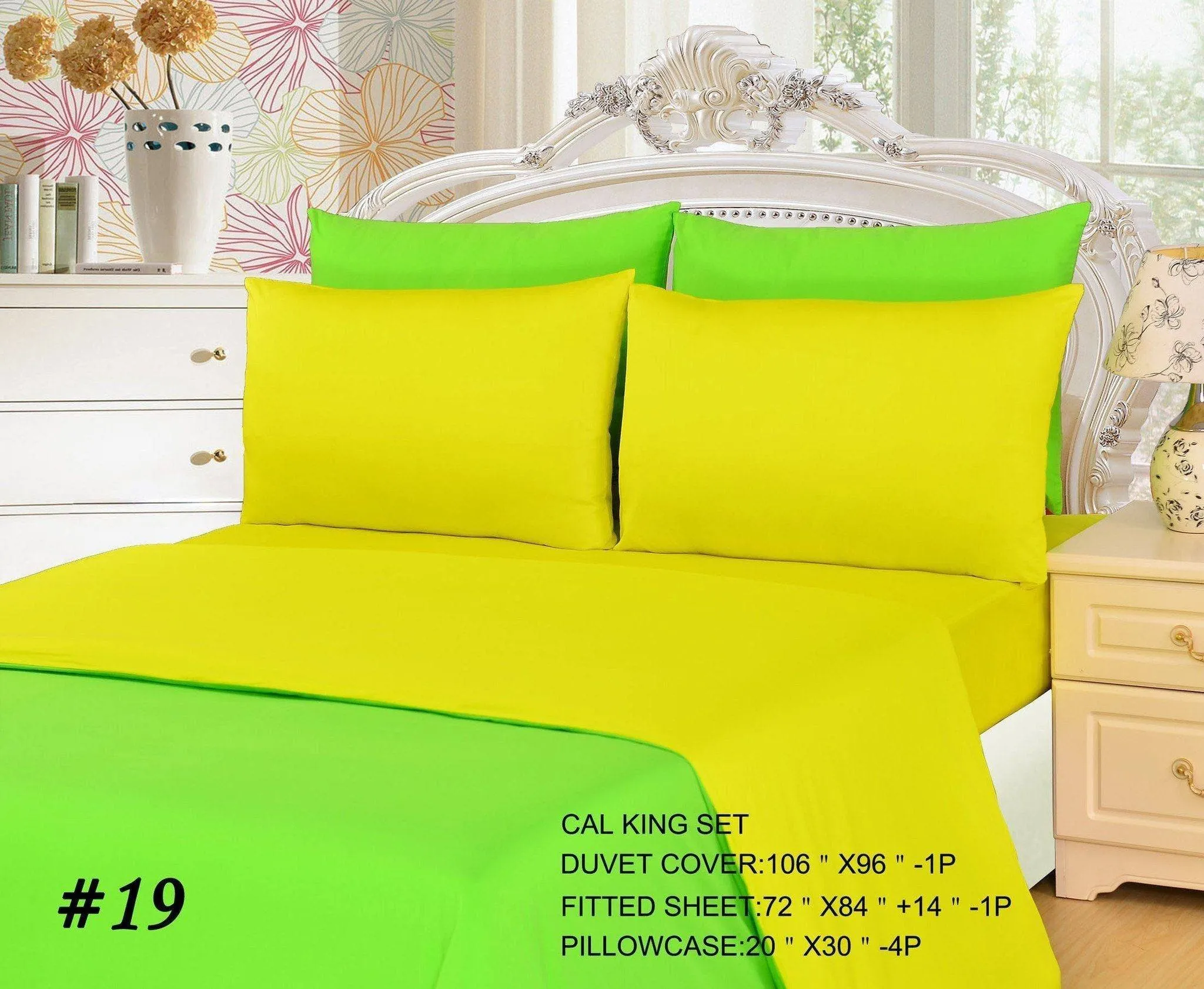 Tache 4-6 Piece Lemon Lime Yellow/Green Reversible  Duvet Cover Set