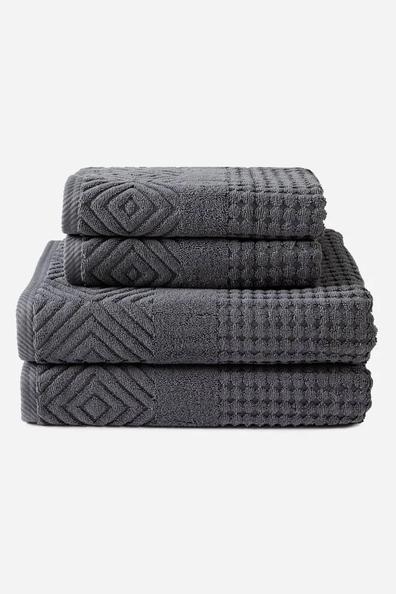 Texere 100% Organic Cotton Diamond Jacquard Towel Set