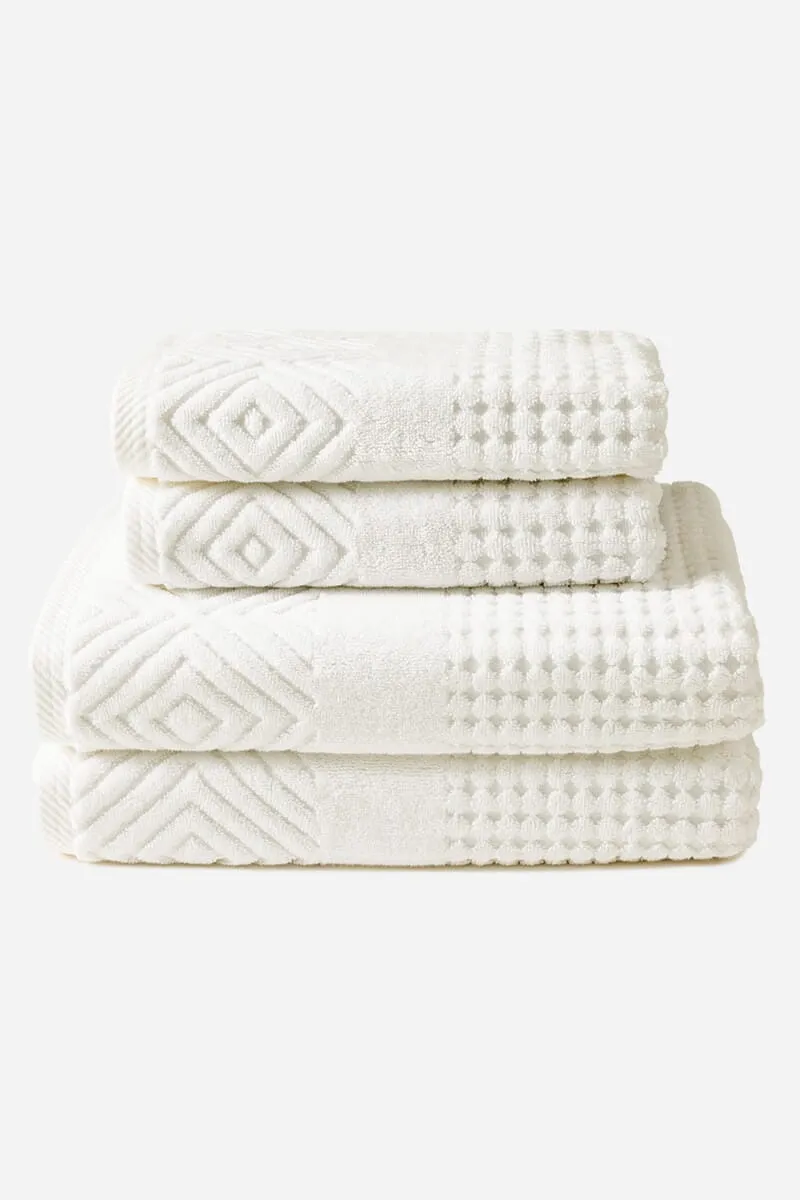 Texere 100% Organic Cotton Diamond Jacquard Towel Set