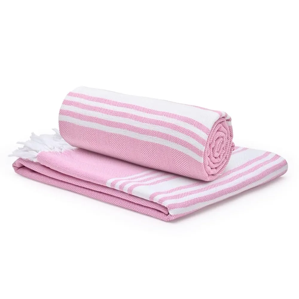 The Better Home 100% Cotton Turkish Bath Towel | Quick Drying Cotton Towel | Light Weight, Soft & Absorbent Turkish Towel (Pack of 2, Pink)