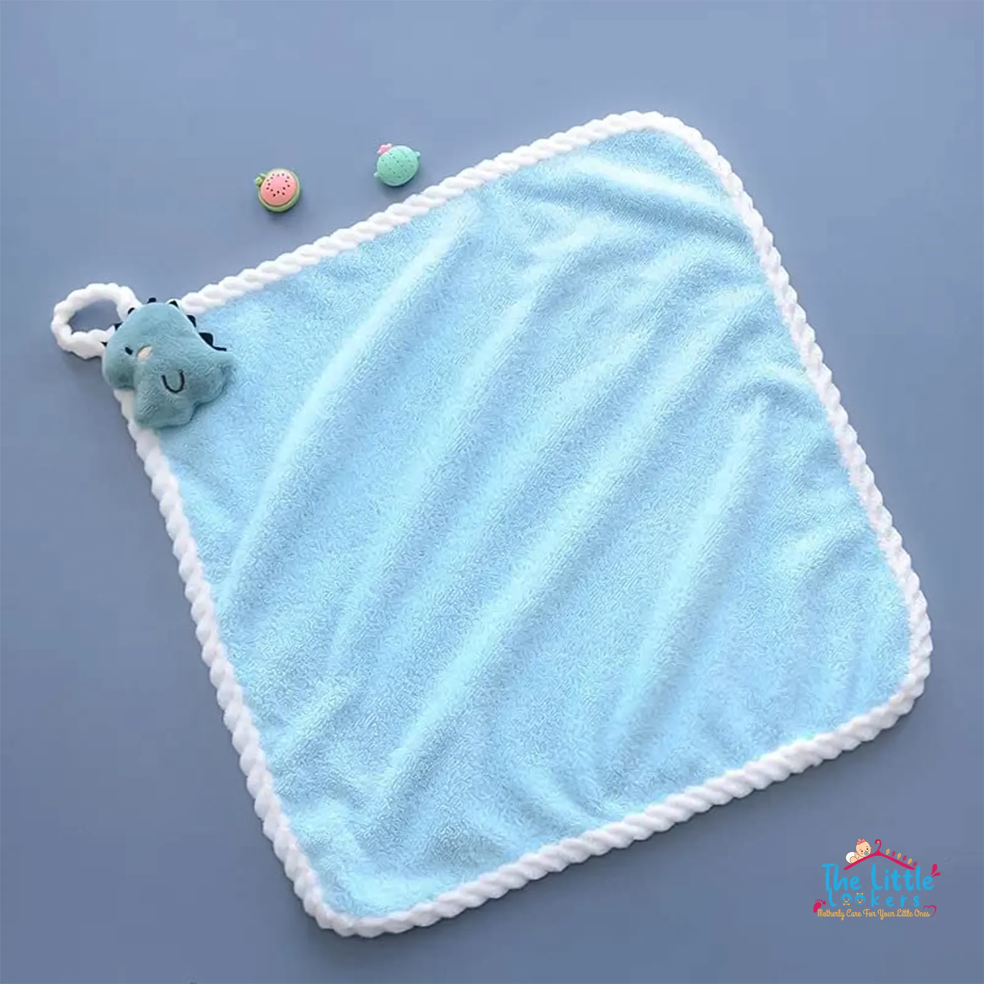 The Little Lookers Cute Microfiber Baby Washcloth for Newborns I Kids Hand Towel I Quick Dry I Super Absorbent, Super Soft Attached Soft Toy Washclothes for Infants, Babies, Toddlers (Pack of 2)