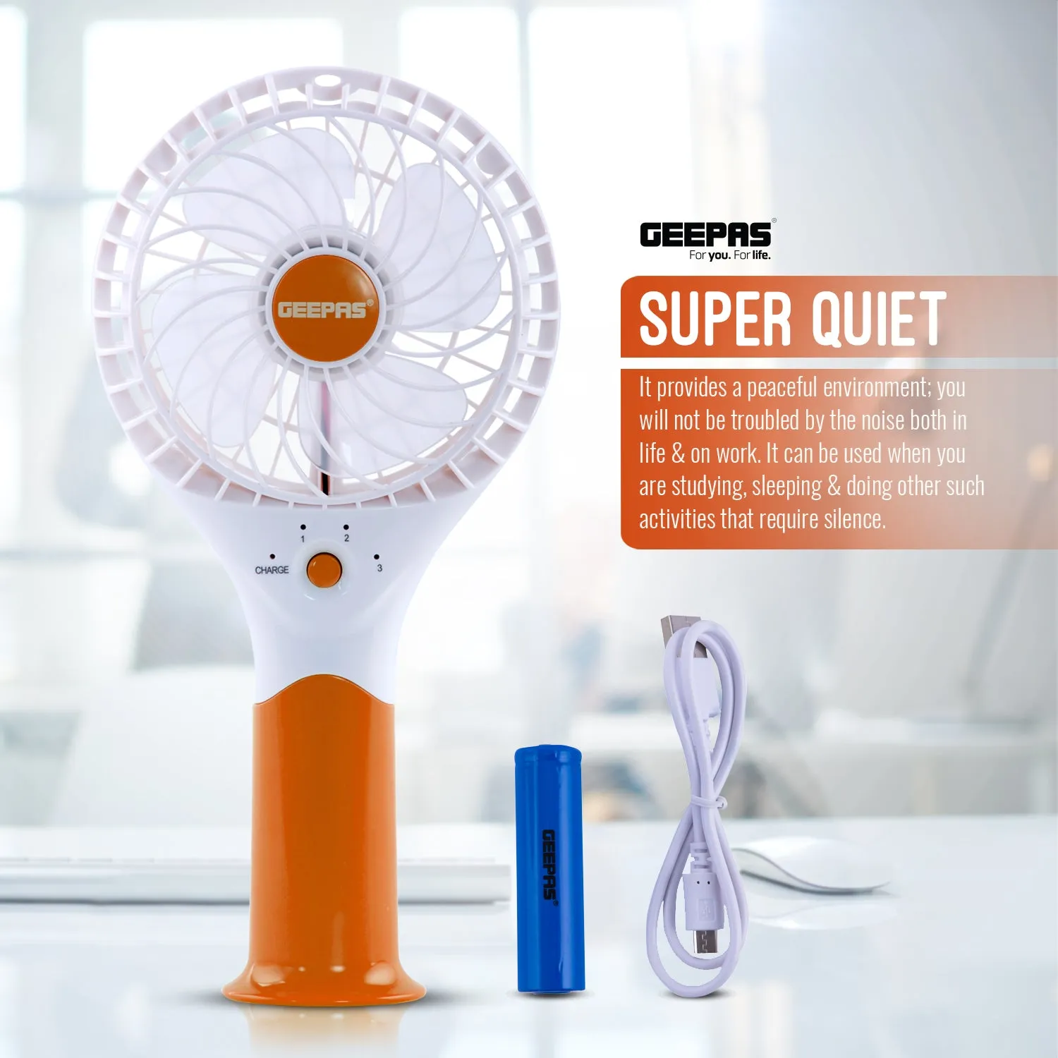 Three-Speed Rechargeable Handheld Fans (4 Colours)