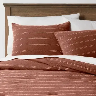 Threshold Comforter & Sham Set Cotton Chalk Stripes