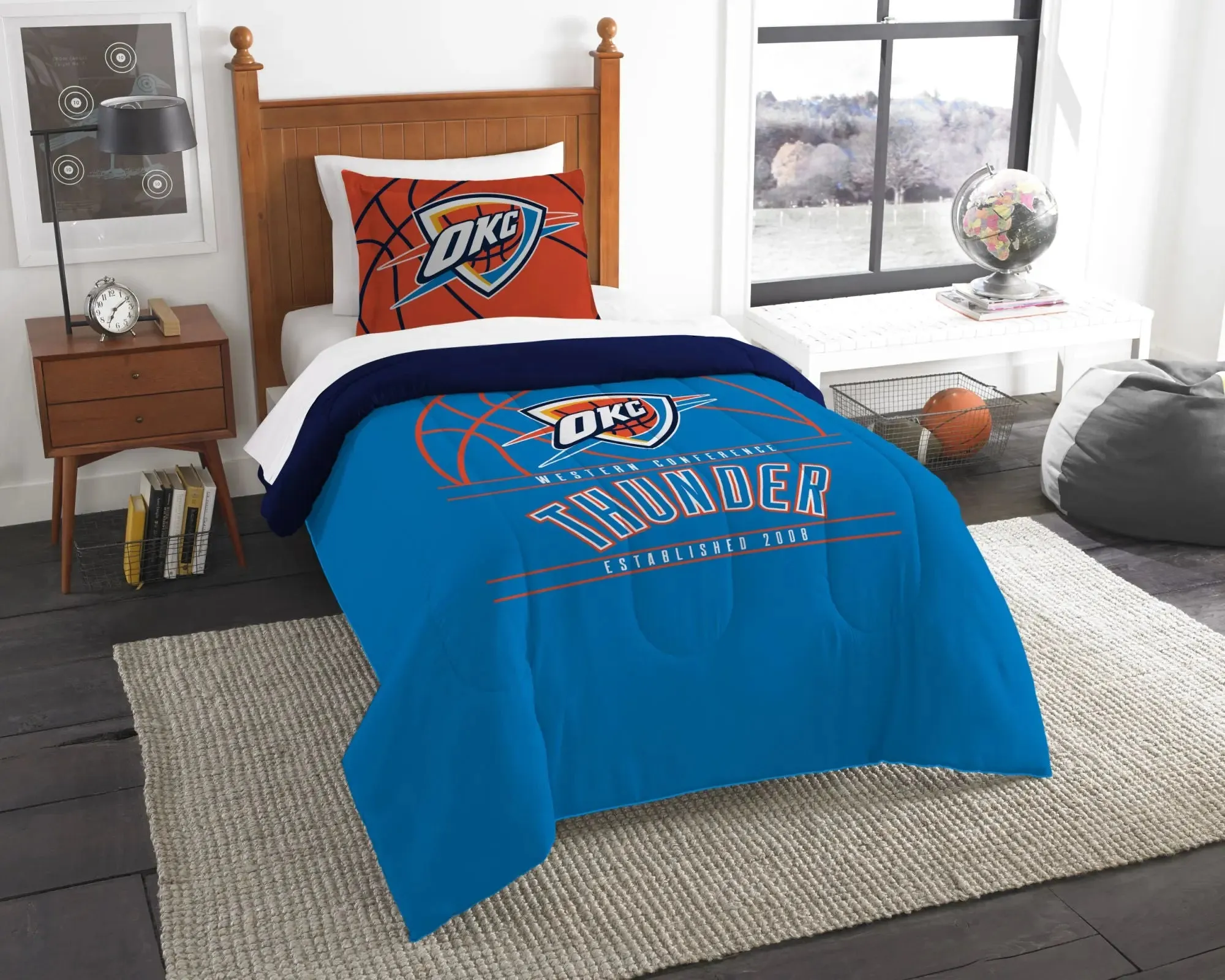 Thunder OFFICIAL National Basketball Association; Bedding; "Reverse Slam" Printed Twin Comforter Set by The Northwest Company