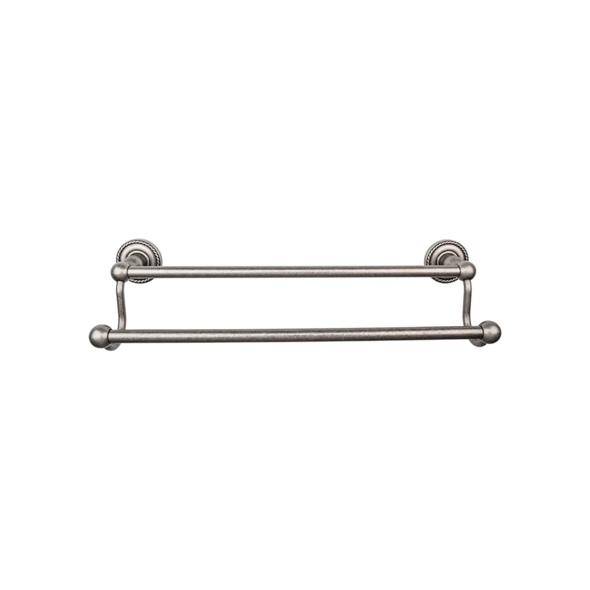 Top Knobs ED9APF Edwardian Bath Towel Bar 24 In. Double - Rope Backplate Antique Pewter