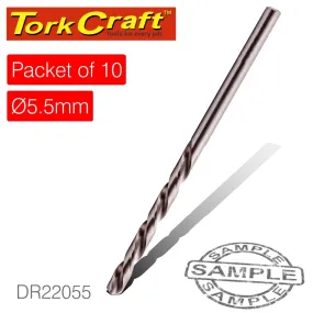 TORK CRAFT DRILL HSS 5.5MM 135DEG 10 PACK INDUSTRIAL BIT DR22055