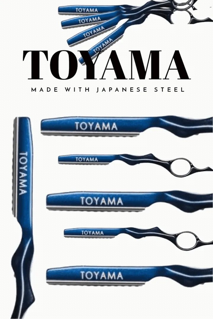 Toyama Professional Razor Aluminium With Japanese Steel Blades  - BLUE / BLACK-  Feather Styling Razor