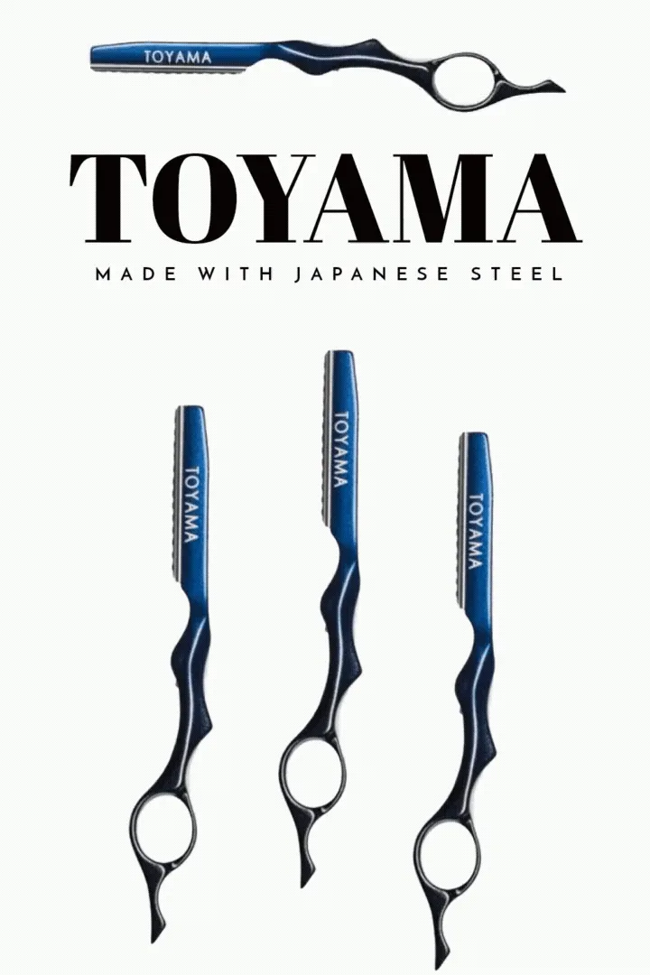 Toyama Professional Razor Aluminium With Japanese Steel Blades  - BLUE / BLACK-  Feather Styling Razor