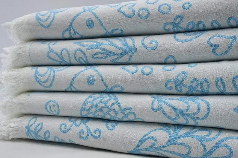 Turquoise Sea Life 100% Cotton Towel