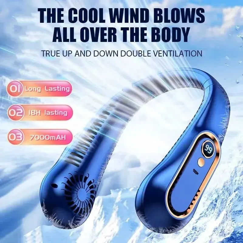 Ultra Long Life Portable Silent Neck Bladeless Mini Fan With 5 Gear Power