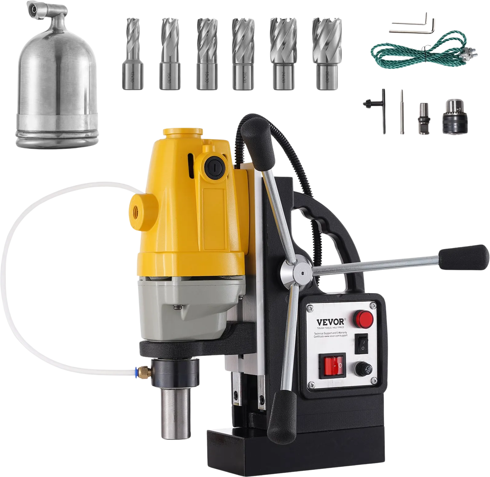 Vevor Magnetic Drill Press 1100W 550 RPM 1.5" Boring Diameter with 6 HSS Annular Cutter Bits New