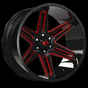 Vision Off-Road 363 Razor 20X10 8X180 -25mm Gloss Black Milled Spoke with Red