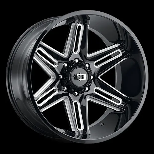 Vision Off-Road 363 Razor 20X12 6X135 -51mm Gloss Black Milled Spoke