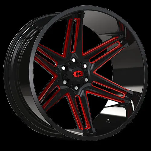 Vision Off-Road 363 Razor 20X12 8X170 -51mm Gloss Black Milled Spoke with Red