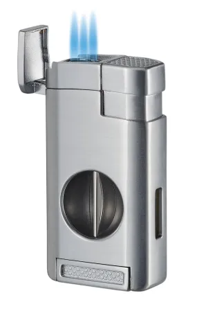 Visol Kamet V Cutter Silver Triple Torch Cigar Lighter