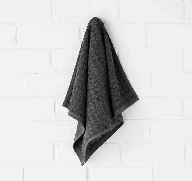 Waffle 580GSM Cotton Bath Towel Range Charcoal