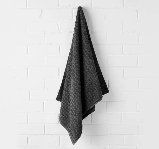 Waffle 580GSM Cotton Bath Towel Range Charcoal