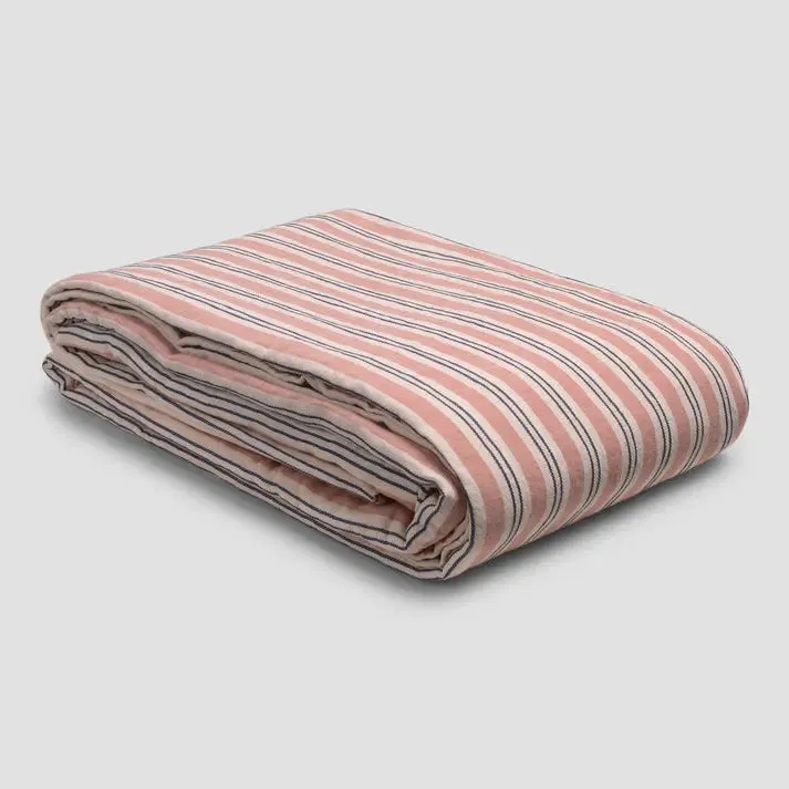 Warm Clay Somerley Stripe Linen & Cotton Duvet Cover